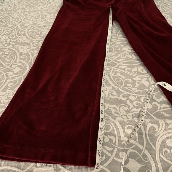 Lauren Ralph Lauren Pant Women L Maroon Red Velvet Pocket Straight Preppy Comfy - Picture 8 of 11